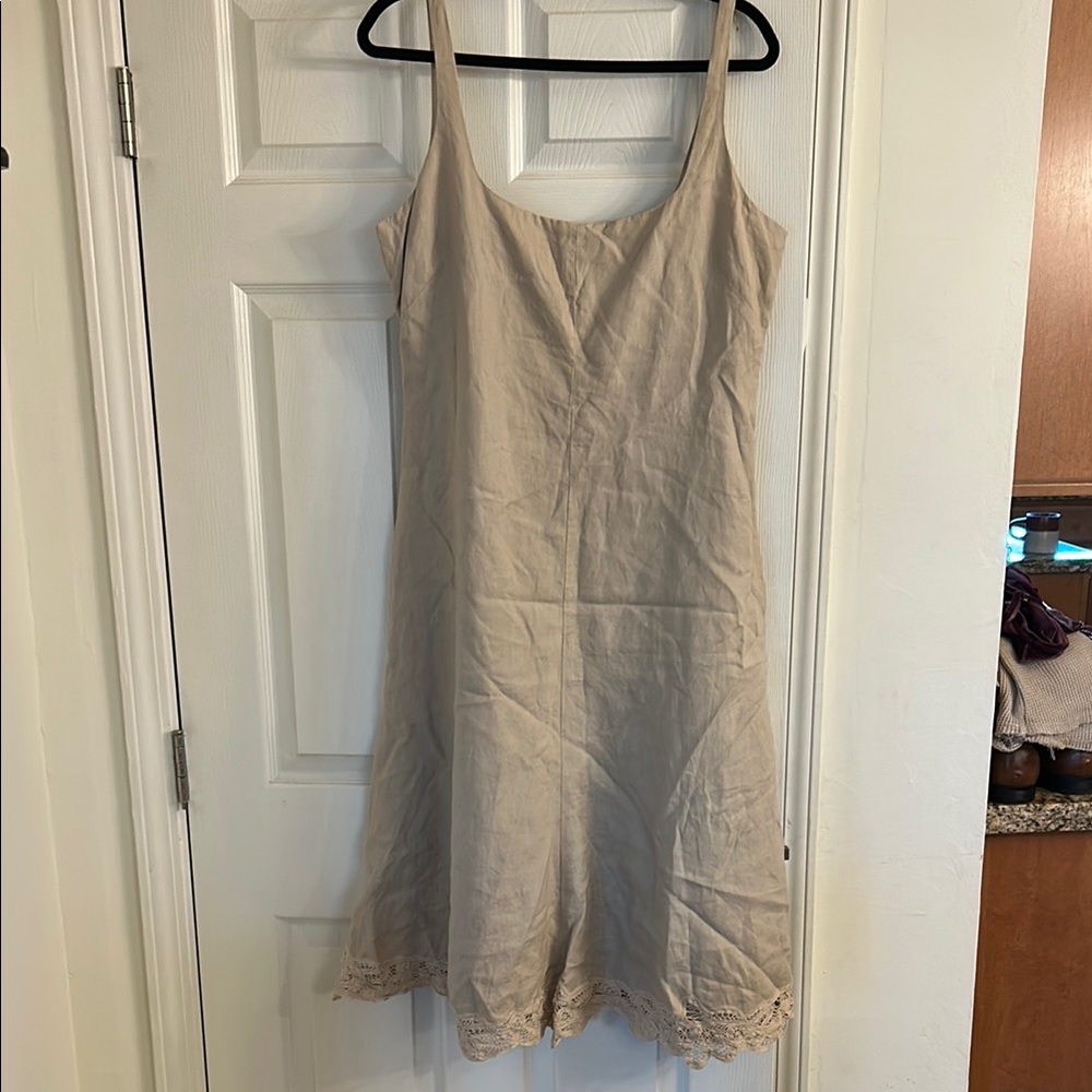 Banana Republic Linen eyelet trim dress.
